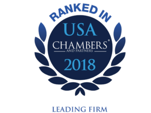 "USA Chambers and Partners 2018" logo with a grey and white checkered background.