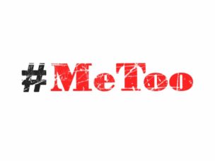 "#MeToo" in black and red.