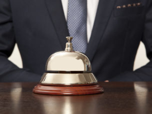 Hotel Concierge. Service bell at the hotel