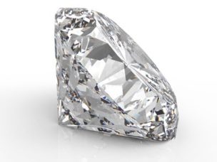 One sparkling diamond on a white background
