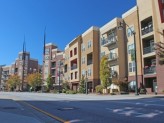apartments and a view of the street