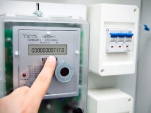 modern electric meter close up view