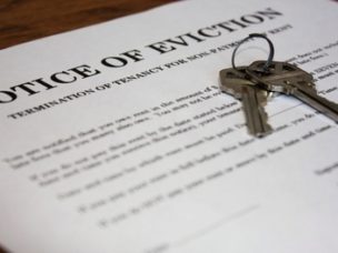 notice of eviction and keys placed on top