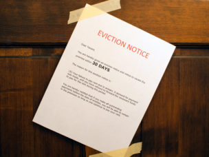 eviction notice pasted on door
