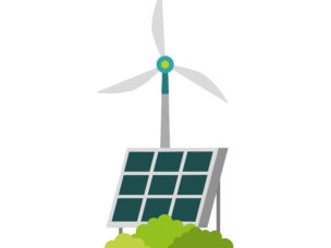 windmill and solar panel vector illustration