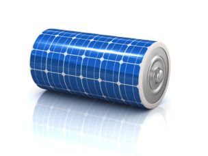 battery with solar panels on surface